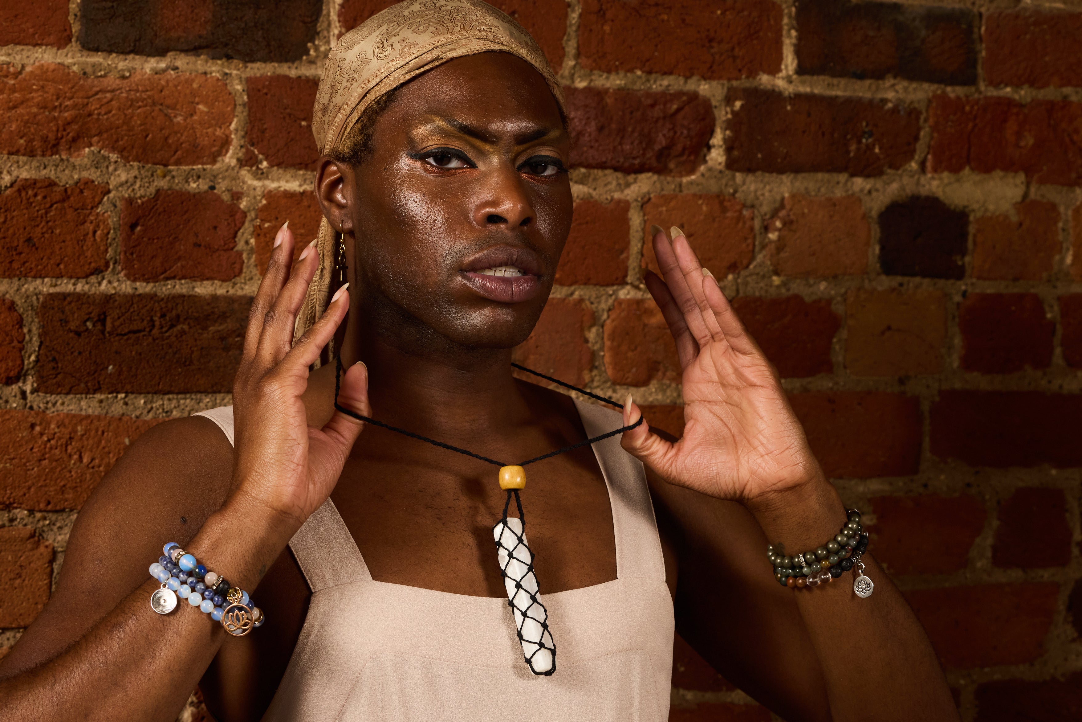 Hemp Cage Necklace with Crystal